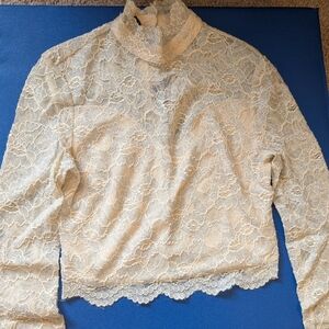 Elegant Cream And Metallic Lace Women's Top